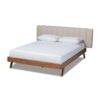 Baxton Studio Brita Mid-Century Modern Light Beige Fabric Upholstered Walnut Finished Wood King Size Bed - Image 2