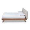 Baxton Studio Brita Mid-Century Modern Light Beige Fabric Upholstered Walnut Finished Wood King Size Bed - Image 3
