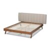 Baxton Studio Brita Mid-Century Modern Light Beige Fabric Upholstered Walnut Finished Wood King Size Bed - Image 4
