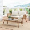 Landon 2Pc Outdoor Wicker Conversation Set Light Brown - Loveseat & Coffee Table - Image 2
