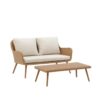Landon 2Pc Outdoor Wicker Conversation Set Light Brown - Loveseat & Coffee Table - Image 3