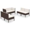 vidaXL 6 Piece Patio Lounge Set with Cushions Poly Rattan Brown - Image 2