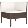 vidaXL 6 Piece Patio Lounge Set with Cushions Poly Rattan Brown - Image 3