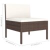 vidaXL 6 Piece Patio Lounge Set with Cushions Poly Rattan Brown - Image 6