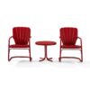 Ridgeland 3Pc Outdoor Metal Armchair Set Red - Side Table & 2 Chairs