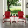 Ridgeland 3Pc Outdoor Metal Armchair Set Red - Side Table & 2 Chairs - Image 2