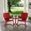 Ridgeland 3Pc Outdoor Metal Armchair Set Red - Side Table & 2 Chairs - Image 3
