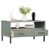 vidaXL Coffee Table with Metal Legs Gray 33.5"x19.7"x17.7" Solid Wood OSLO - Image 3