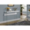 ACCENT TABLE - 44"L / GLOSSY WHITE / TEMPERED GLASS