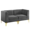 Triumph Channel Tufted Performance Velvet Loveseat - Gray EEI-4346-GRY