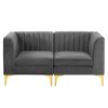 Triumph Channel Tufted Performance Velvet Loveseat - Gray EEI-4346-GRY - Image 2