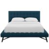 Julia Queen Biscuit Tufted Upholstered Fabric Platform Bed - Blue MOD-6007-BLU - Image 4